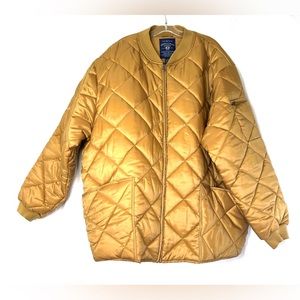 Jordan Craig Men Size 5X Gold Quilted Bomber Puffer Jacket Zip Sleeve Pocket